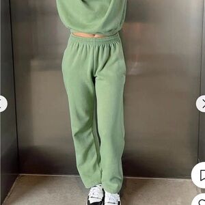 Princess Polly Sage Green Track Joggers